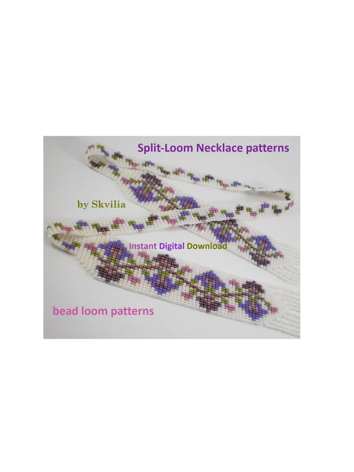 Bead loom patterns, schemes for a Split-Loom Necklace, Beading Loom Stitch, Square Stitch, Gerdan, Instant Digital Download, PDF