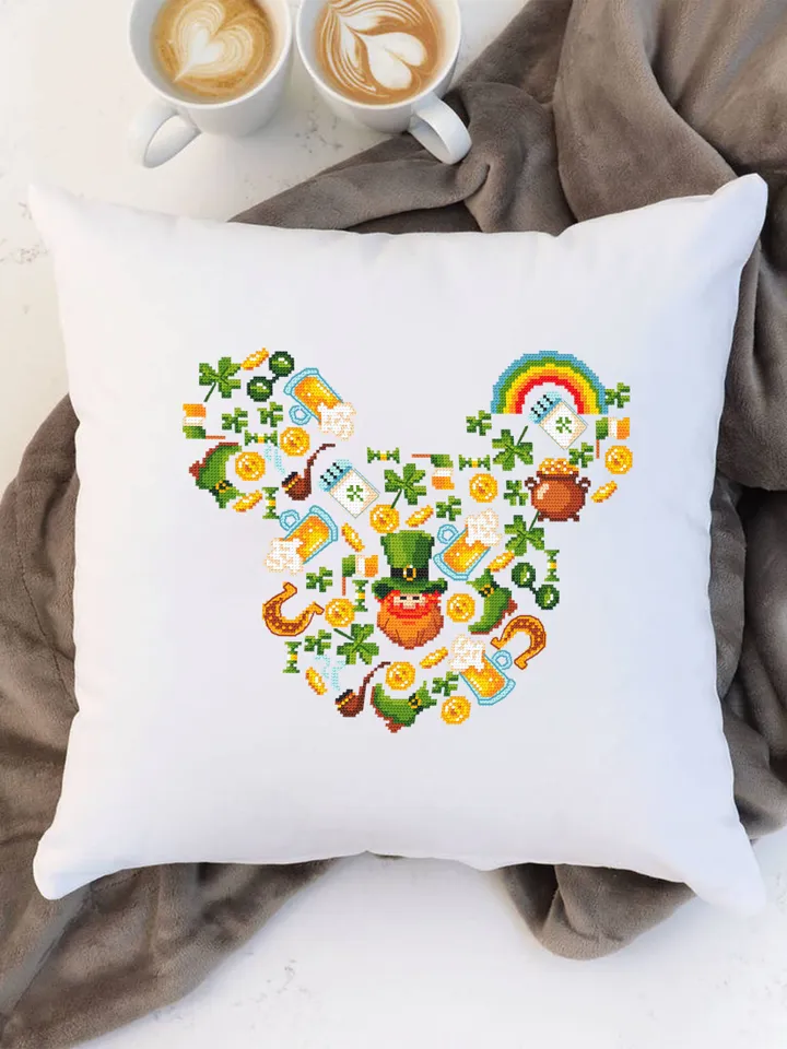 Sampler St Patrick Day cross stitch pattern download PDF Mouse Silhouette cross stitch, Irish pattern digital PDF, Saint Patrick design #T25