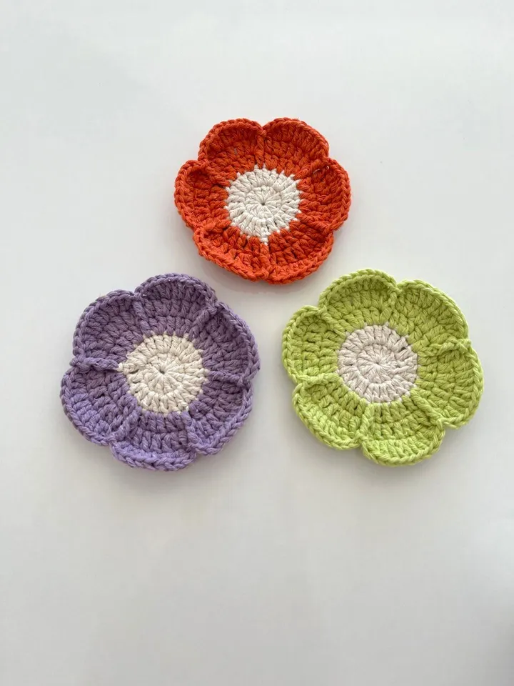 coaster crochet pattern, flower coaster crochet, easy coaster instant download