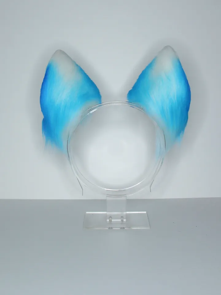 Cryo Genshin Impact faux fur cat ears on headband