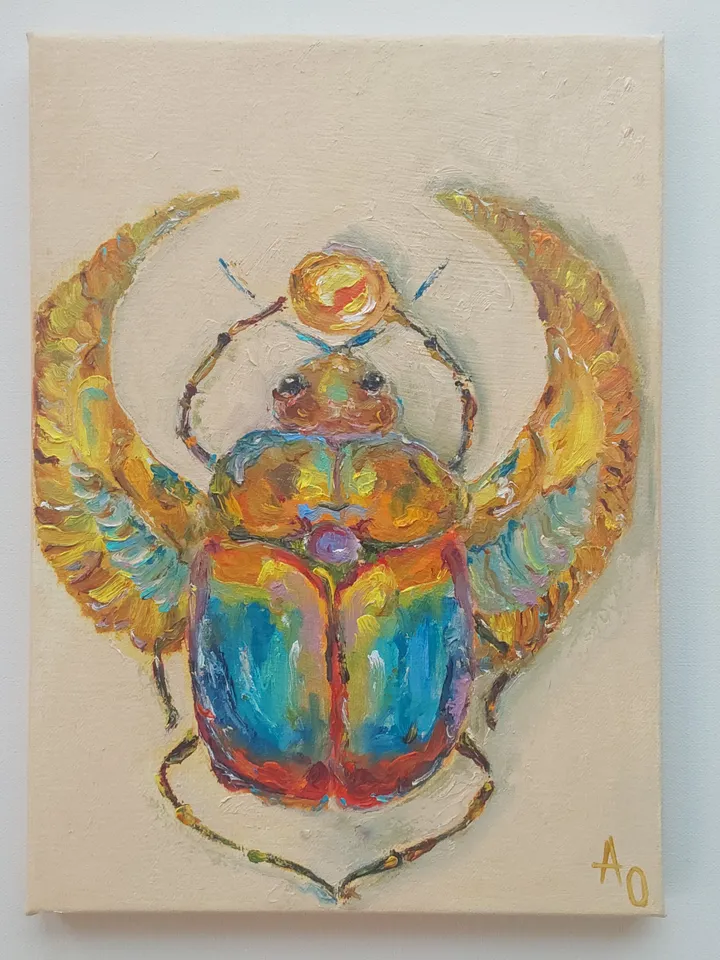 Oil painting on canvas "Scarab Beetle" 25x35cm (10x14inch) TO ORDER