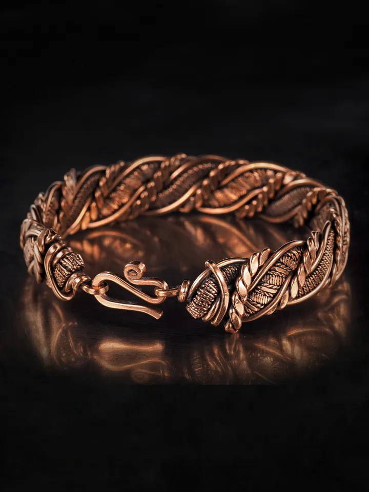 Woven copper wire bracelet Antique style handcrafted copper jewelry Unique gift