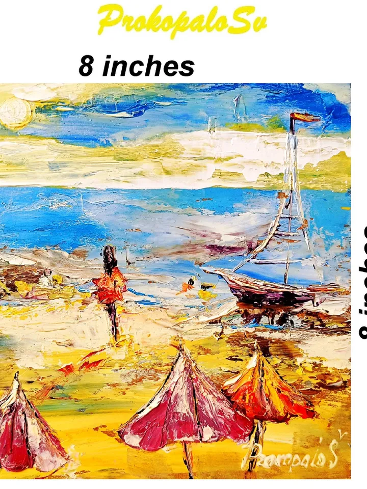 Italy Painting Cinque Terre City Original Art Italian View Impasto Oil Artwork Travel Gifts  by ArtProkopaloSv