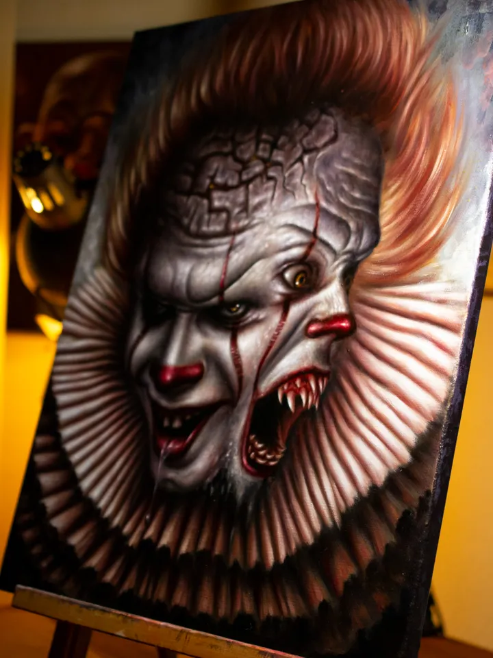 Original oil painting Pennywise the Dancing Clown Two-faced