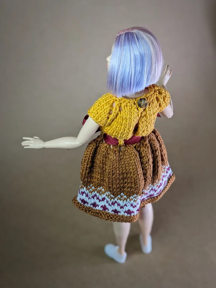 Handmade brown knitted dress for 1/6 scale fashion female dolls