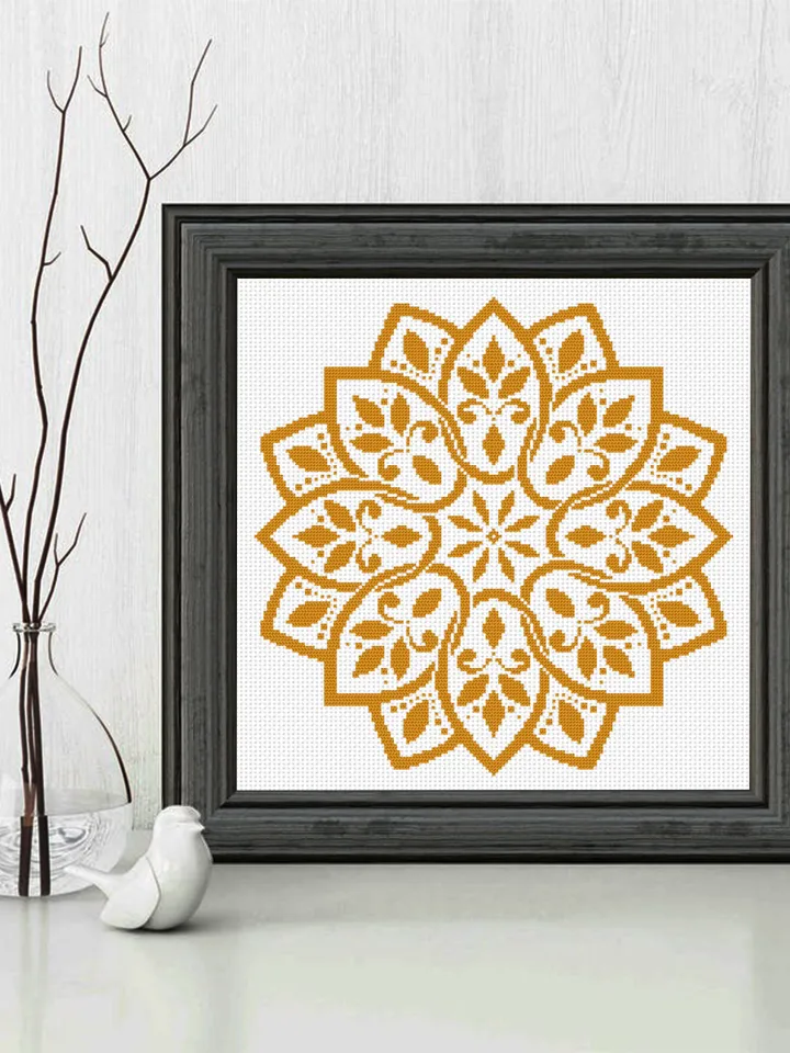 Mandala cross stitch pattern download PDF Monochrome cross stitch Easy mandala digital PDF Flower mandala ornament cross stitch chart #M19