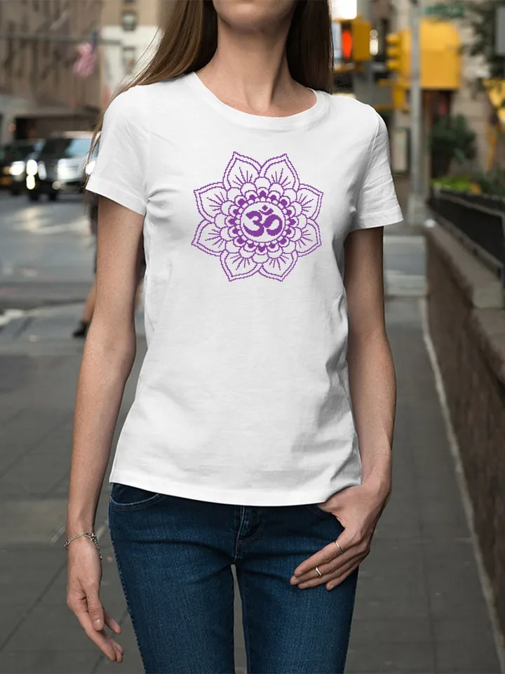 Mandala Om cross stitch pattern download PDF Meditation yoga cross stitch Chakra embroidery beginners Floral mandala digital xstitch #M152