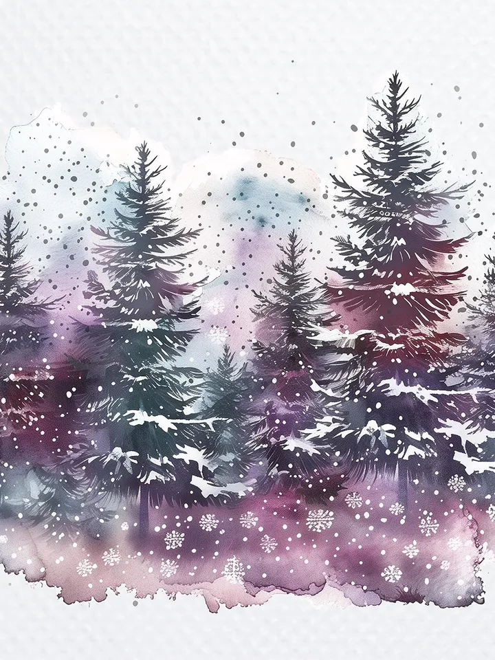 10 Christmas Trees PNG Bundle, Winter Landscape Printable Watercolor clipart fosublimation, High Quality PNG, Digital download, Paper craft