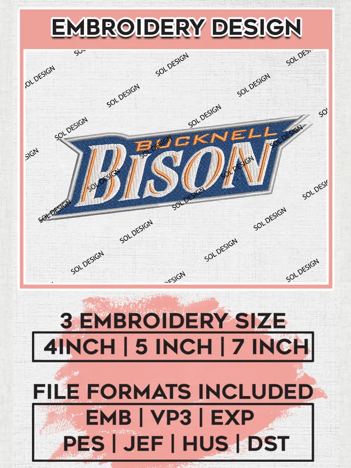 Bucknell Bison NCAA Team Word Logo Embroidery Design Files, NCAA Bucknell Bison Machine Embroidery, NCAA Teams, 3 sizes, NCAA Machine embroidery designs, Digital Download