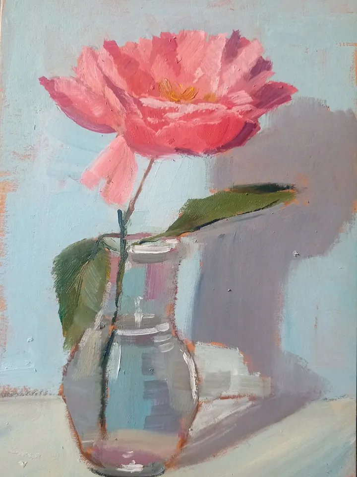 Peony Original Oil Painting Small Gift Peony Painting Sketch Art Peonies Wall Decor Impasto Wall Painting Flower Oil Painting original
