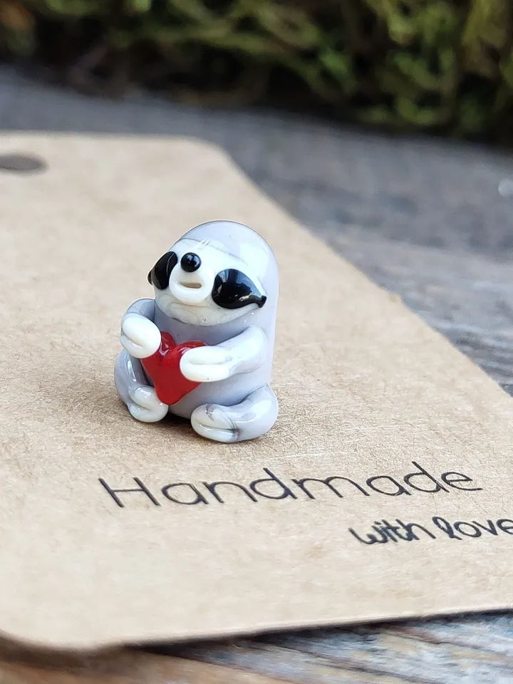 Sloth gifts I love you Sloth figurine Sloth ornament Sloth Valentine Glass sloth Miniature animals Zen garden sloth figurine Heart gift