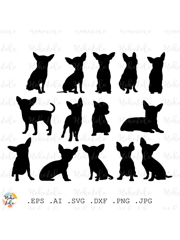 Chihuahua Svg, Chihuahua Silhouette, Chihuahua Template Dxf, Chihuahua Cricut, Chihuahua Clipart Png