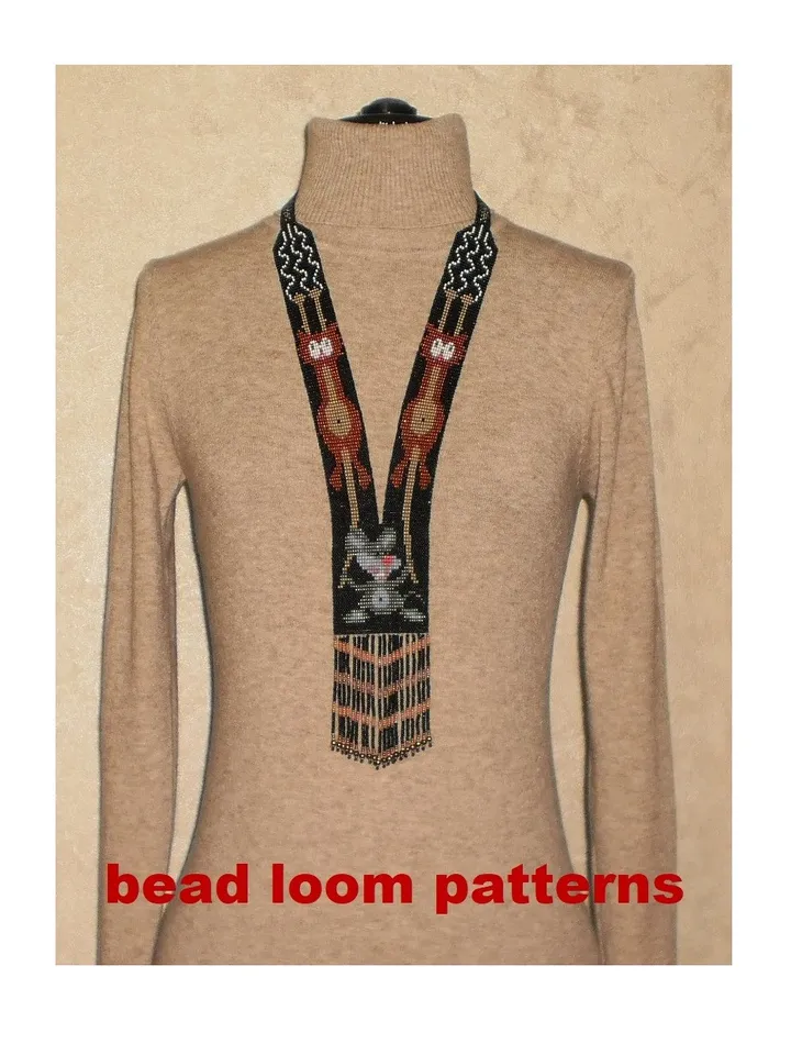 Bead loom patterns, schemes for a Gerdan-Split-Loom Necklace, Beading Loom only Pattern, Instant Download, PDF