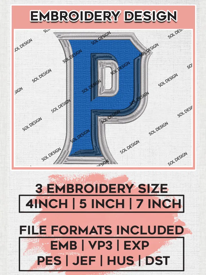 New Orleans Privateers College Football Team Letter Logo Embroidery Design Files, NCAA New Orleans Privateers Machine Embroidery, NCAA Teams, 3 sizes, NCAA Machine embroidery designs, Digital Download