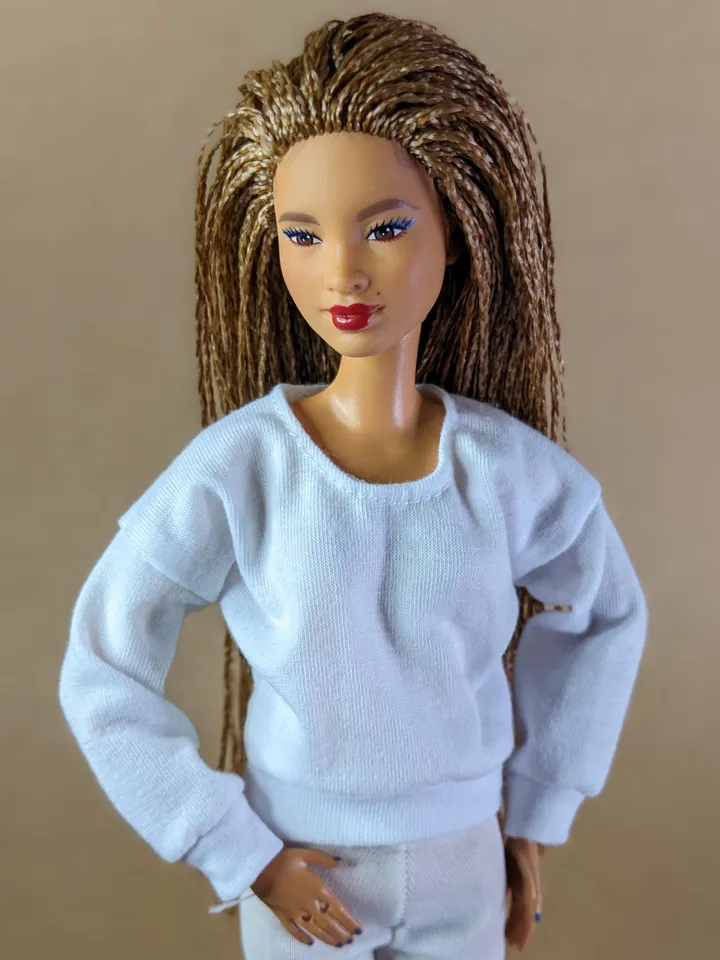 White long-sleeve shirt for 1/6 scale fashion female dolls