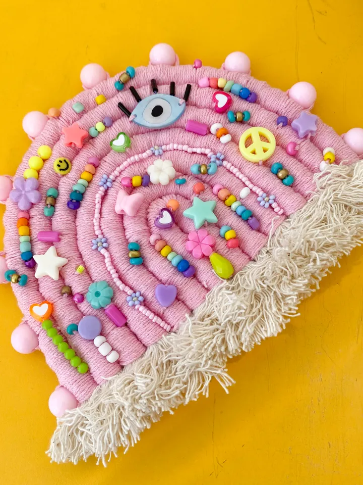 Macrame rainbow wall hanging, Cute gift for girl, Unique nursery decor, Pastel room aesthetic