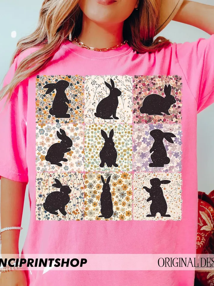 Retro Boho Easter Bunny png, Easter png, Boho Easter png, Happy Easter png, Easter Bunny png, Floral Easter png, Easter Christian png, bunny