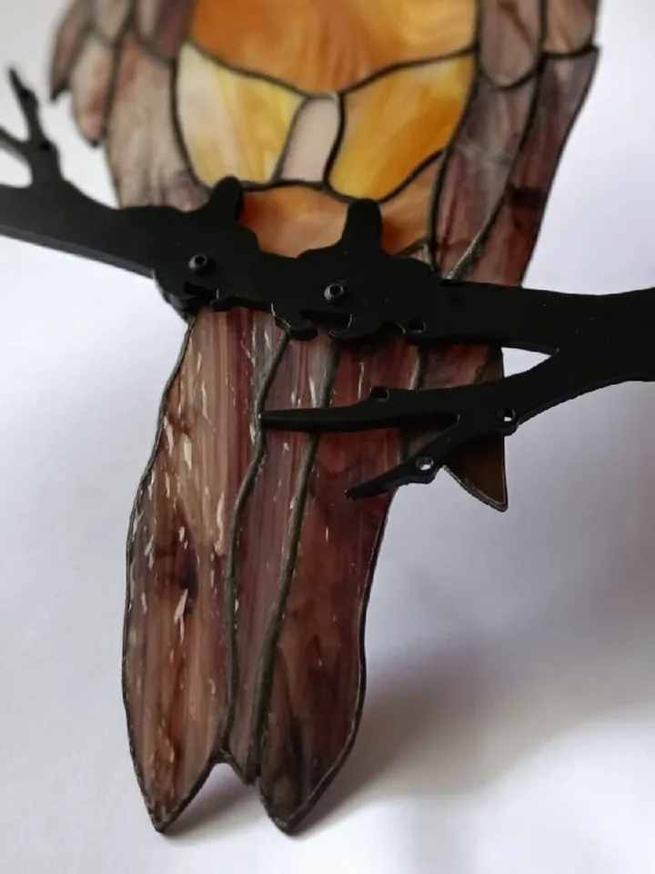Falcon on a Branch Stained Glass, Tiffany-Style Stained Glass Falcon, Falcon Stained Glass Suncatcher, Handcrafted Falcon on Tree Branch, Tiffany Art Glass – Falcon Design, Elegant Falcon Stained Glass Panel, Nature-Inspired Falcon Tiffany Window Hanging