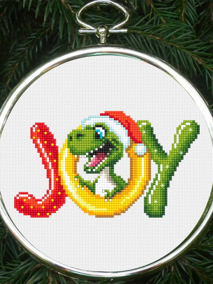 Funny dinosaur christmas cross stitch pattern PDF download, Set of 2 small dinosaur cross stitch chart, Cute dino pattern digital PDF #N115