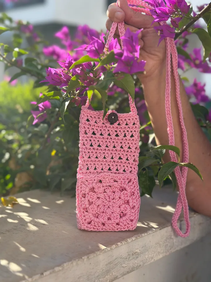 Crochet crossbody bag pattern, cell phone pouch, crochet mini purse, mobile phone case, summer shoulder messenger bag, DIY