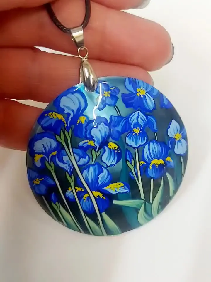 Irises by Van Gogh Pendant: Celebrate Art and Beauty with Our Exquisite Handcrafted Necklace and Sophisticated Accessory for Any Occasion