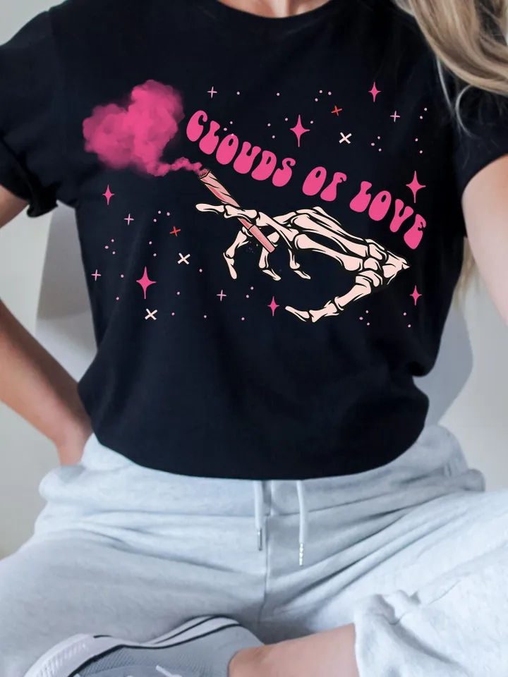 Clouds of Love PNG-Valentine’s Day Sublimation Digital Design Download-smoking png design, cigarette png, xoxo png, hearts png, vday png