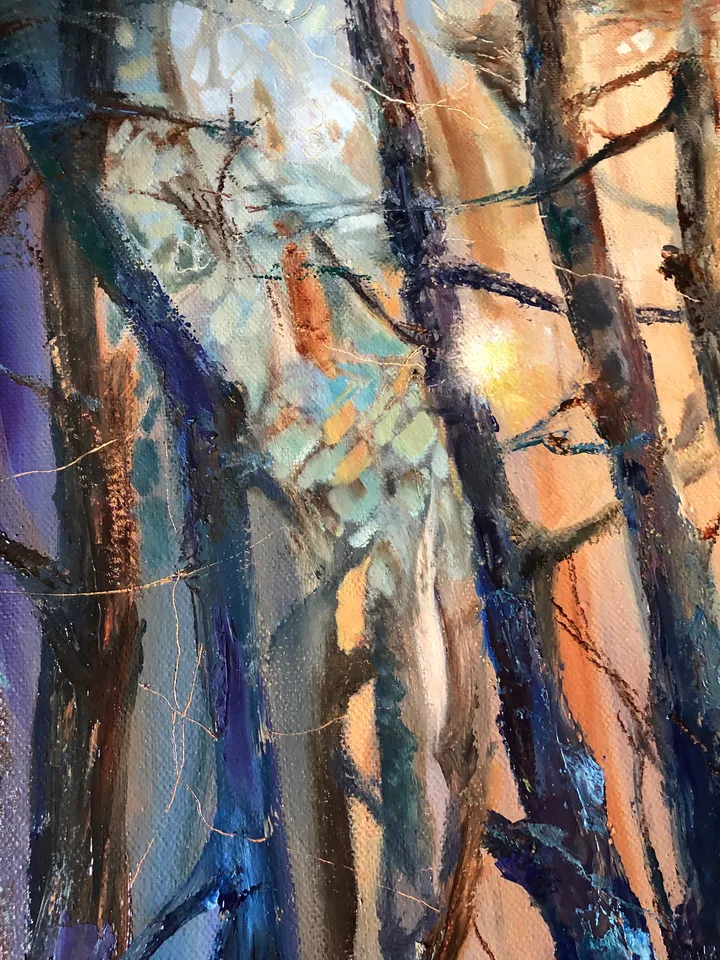 Forest Original Oil Painting Sunset Landscape Abstract Forest Art