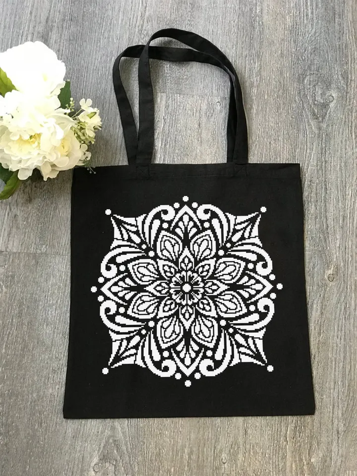 Flower mandala cross stitch pattern PDF download Square ornament cross stitch chart, Mandala pattern digital PDF, Mandala embroidery #M176