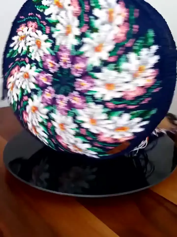 Daisy crochet bag Floral crochet round bag Handmade Navy blue backpack Art to wear purse Crochet festival bag Macrame handles