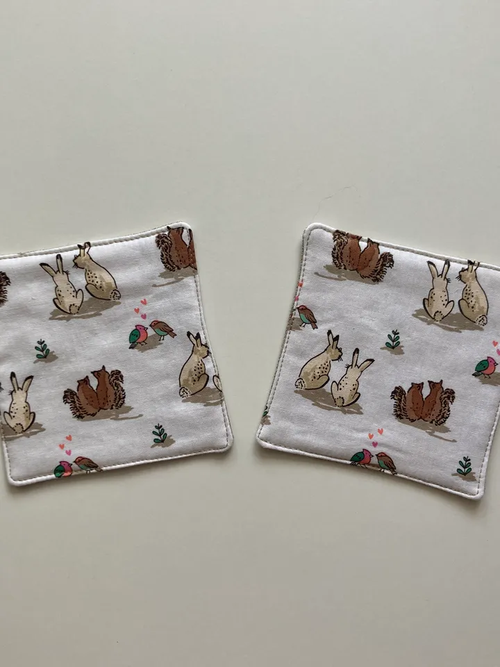 Easter coasters Set of 6 Linen-cotton coasters 4.5'' x 4.5''