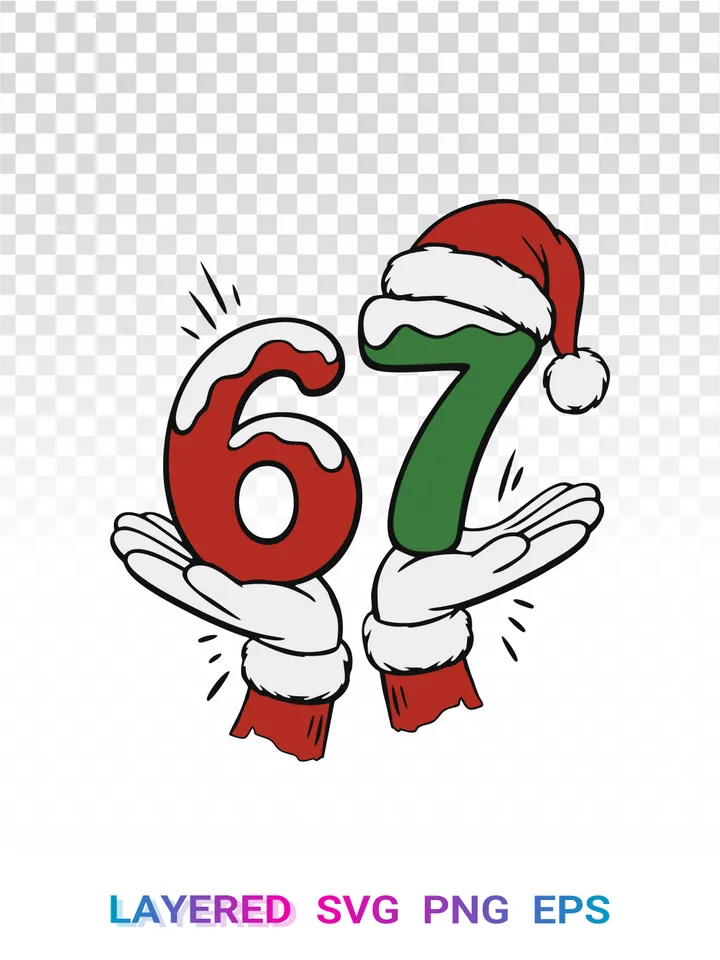 🎅 Christmas 67 Meme SVG, Funny Santa PNG, Gen Z Holiday Clipart