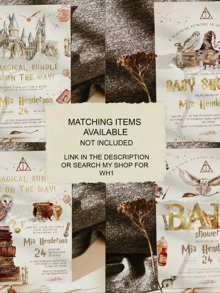 DIY Wizarding World Baby Shower Set; Magic School Baby Shower Template; School of Wizard Baby Shower invitation template; wh1