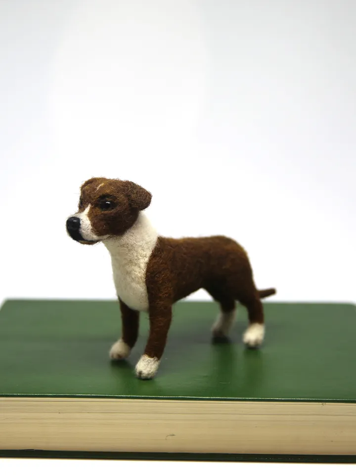Needle felted Dog Pattern Dog Tutorial Wool Felt Book Needle Felting Animals Tutorial Pet Plush Pattern Felt Toy Staffordshire Terrier