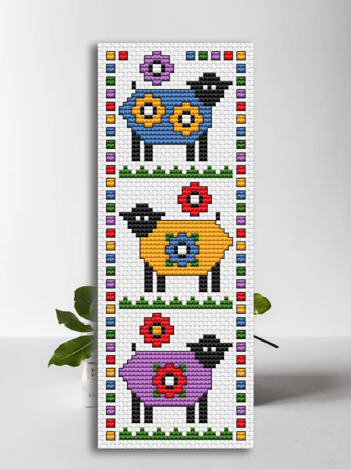 Cross stitch bookmark pattern Summer Sheep