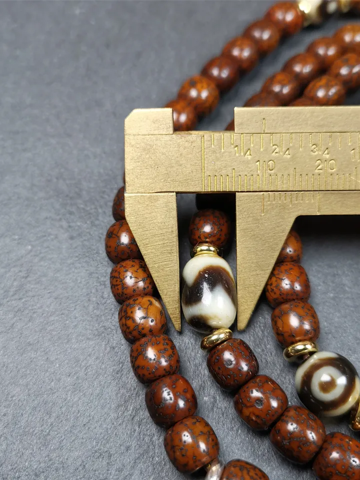 Gandhanra Old 108 Tibetan Lotus Seed Beads Mala,Prayer Beads Necklace for Meditation,Diameter 0.31", Circumference 33"