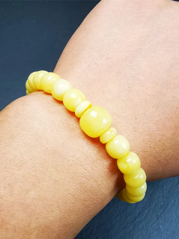 Gandhanra Tibetan Amber Beads Bracelet, 26 Beads,9.8"