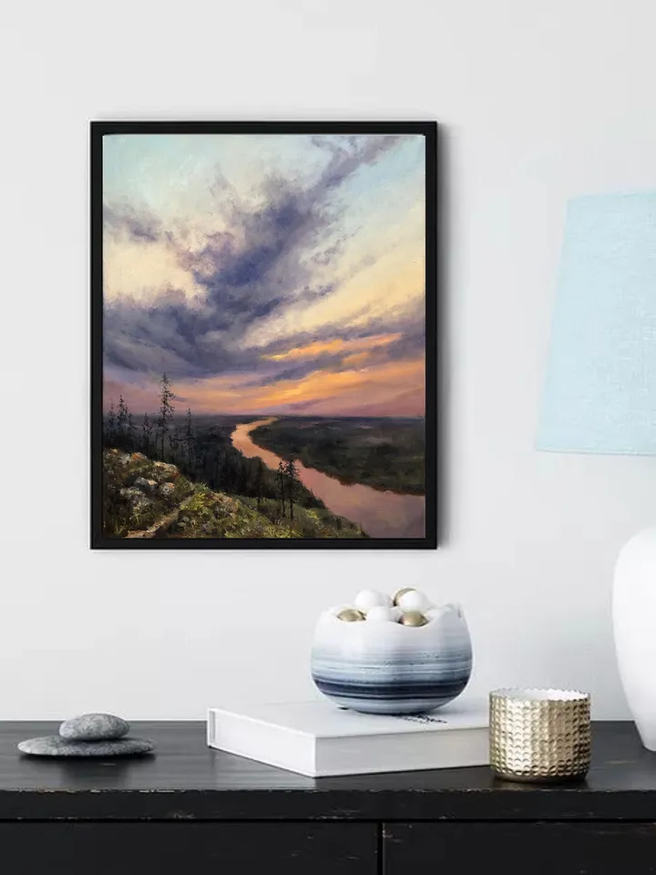 Sunset Oil Painting Original Art Sunset Landscape Painting