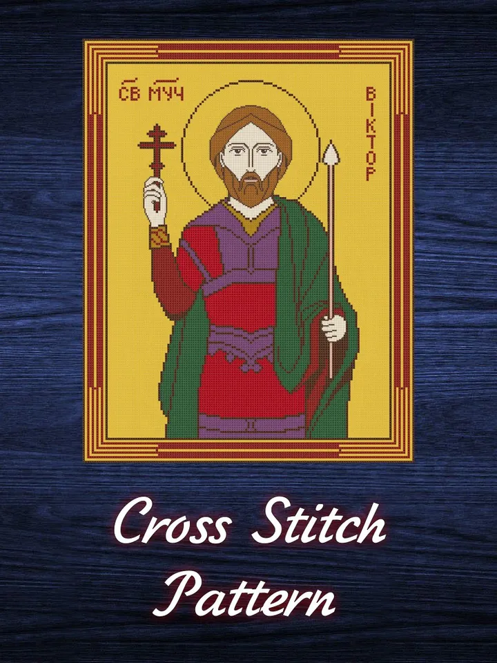 Cross Stitch Pattern Icon St. Viktor Digital Download PDF
