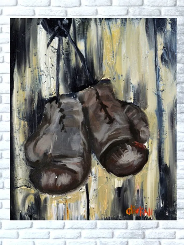 Sport Original Art Boxing Gloves Painting MMA Artwork Boxing Wall Art