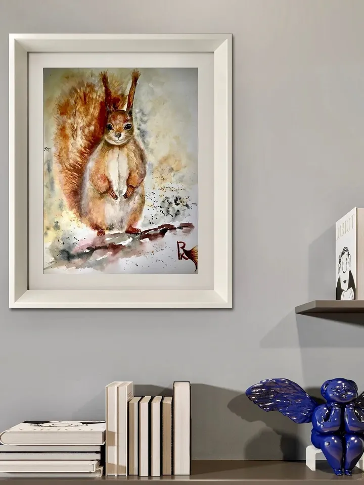 Squirrel Photo paper poster made with my original watercolour painting,animals posters,nursery room wall art