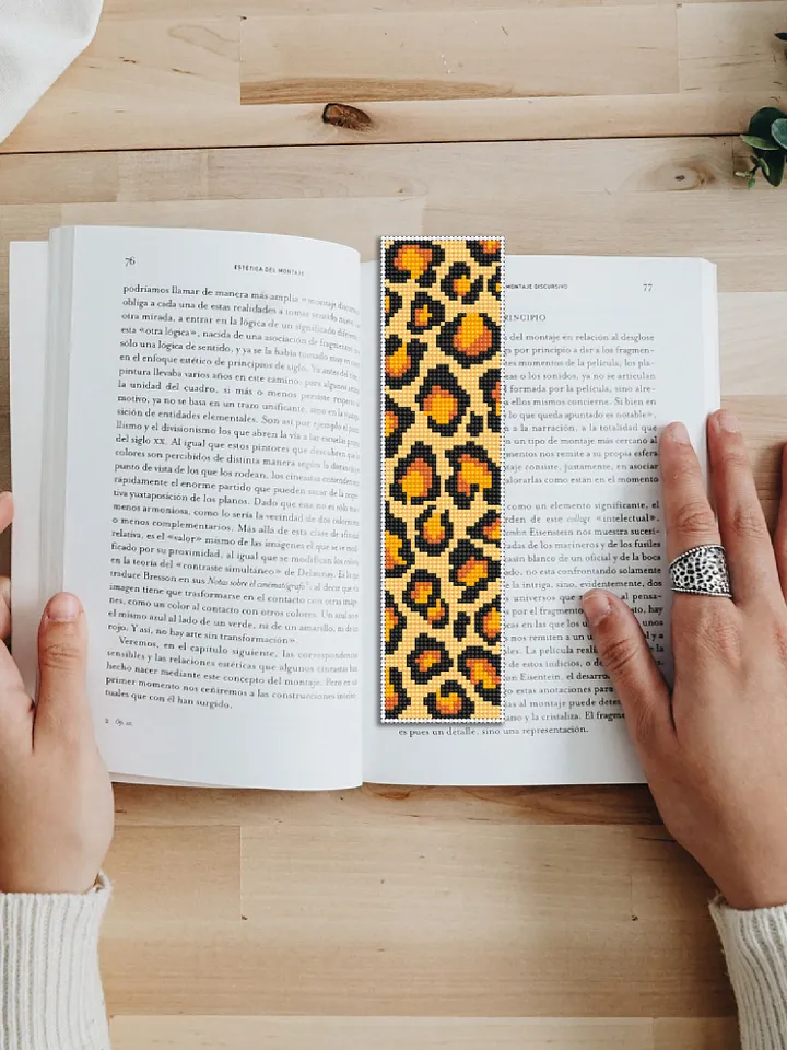 Bookmark cross stitch digital pattern PDF Handmade bookmark animal print xstitch chart Full coverage leopard print cross stitch pattern #B35