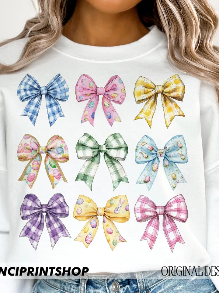 Coquette Easter Bow PNG, Easter Bow Png, Easter PNG, Easter Eggs Coquette Bow PNG, Easter Shirt png, Pink Bow png, Cute Easter png designs