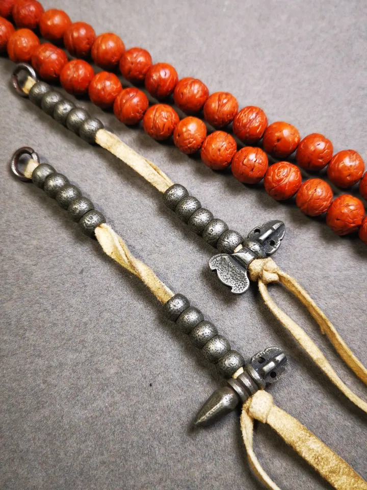 Gandhanra Handmade 9mm Tibetan Buddhist Prayer Bead Counters for 10-20mm Mala,with Kila and Kartika Pendant,Made of Cold Iron