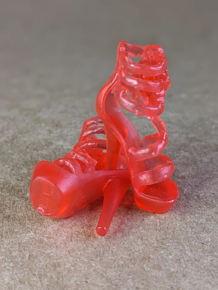 Red transparent sandals with high heels for 10.5 inch female dolls (MH, EAH)