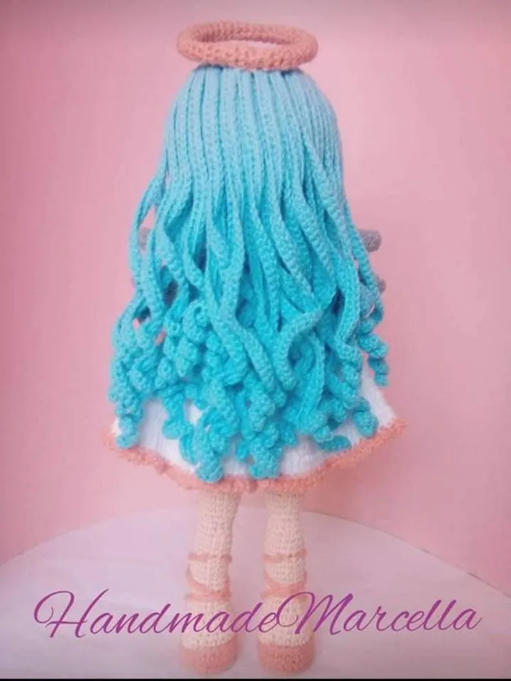 Celestina the Angel β 35 cm Crochet Amigurumi Angel Doll β Light Blue Hair β Handmade Gift β Soft Christmas Decor β Cupid Style Doll