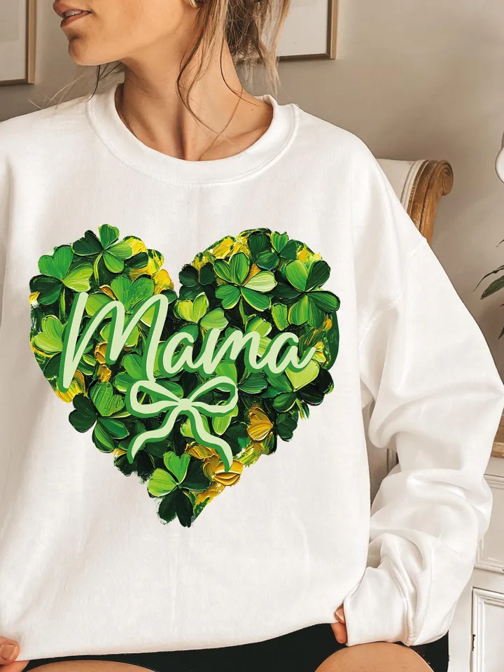 Mama St Patrick's Day PNG, Coquette Brushstroke png, Lucky Mama Png, Shamrock PNG, St Patricks Coquette Png, Lucky Charm Png,Glitter Irish