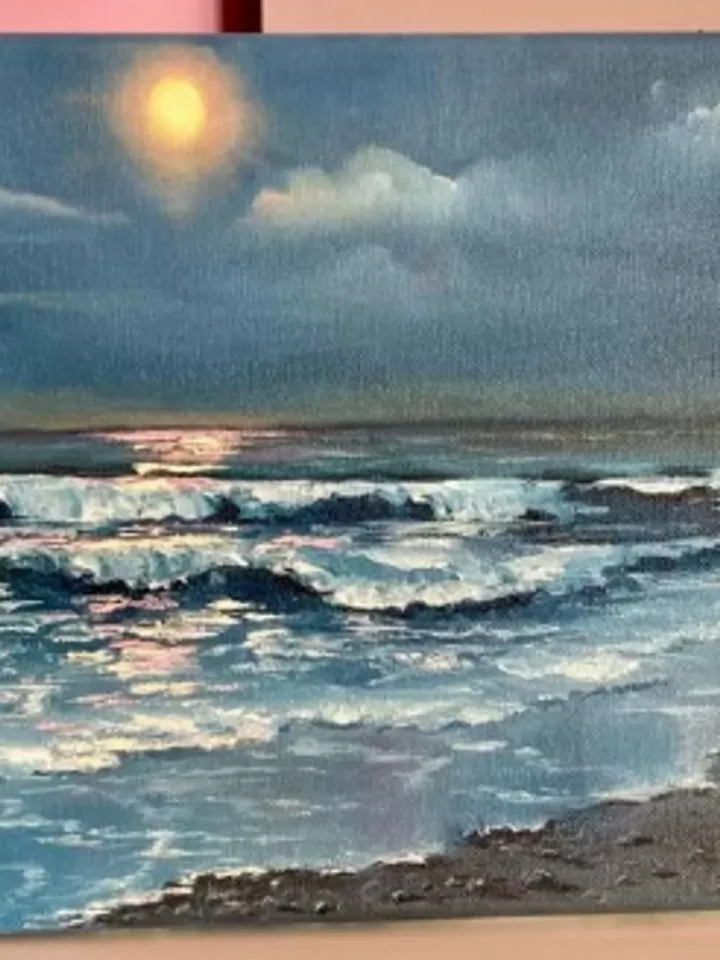 Painting, oil, "Evening sea", size 30 by 20 cm