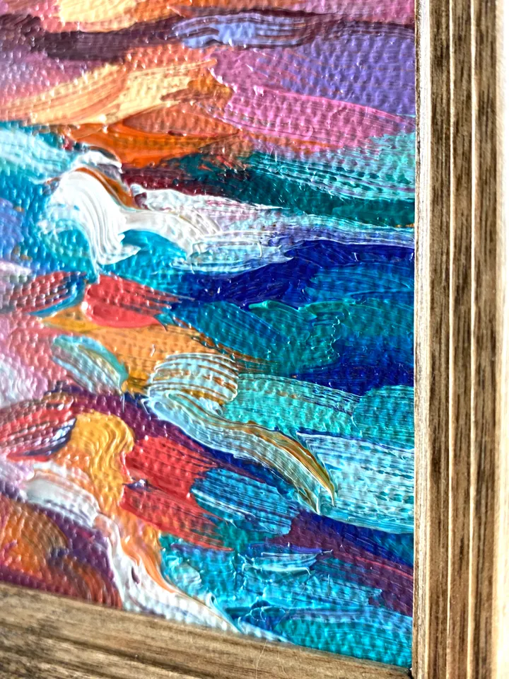 Seascape Oil Painting Original Sea Landscape Painting Impasto Small Artwork Ocean Coastal Wall Art