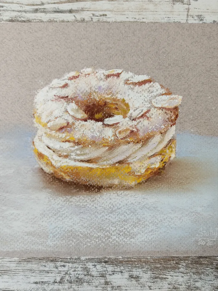 Cake. Original soft pastel drawing.