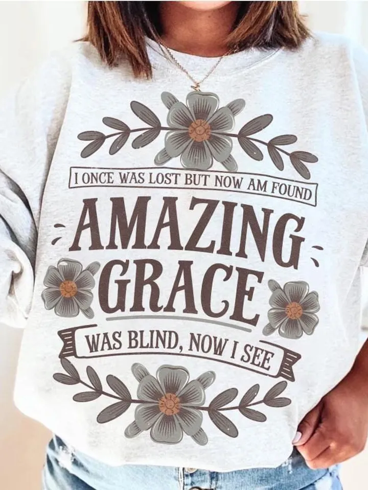 Amazing Grace PNG Christian PNG Sublimation Design Jesus PNG Faith Shirt Clipart Christian Easter Hymn Floral Art Wild Flowers Minimalist